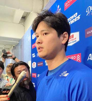 大谷翔平 次戦は岡本和真と激突か？「（対戦）できればうれしいですし」村上宗隆にはエール「健康でいいシーズンを送ってもらえたら」