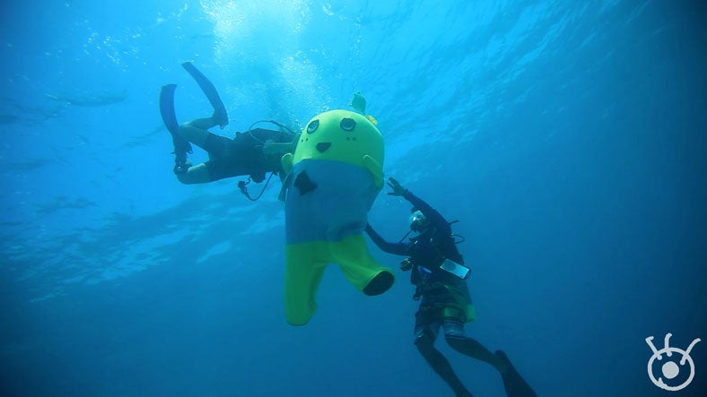 ふなっしー、初ダイビングで「怖かったなっしー」