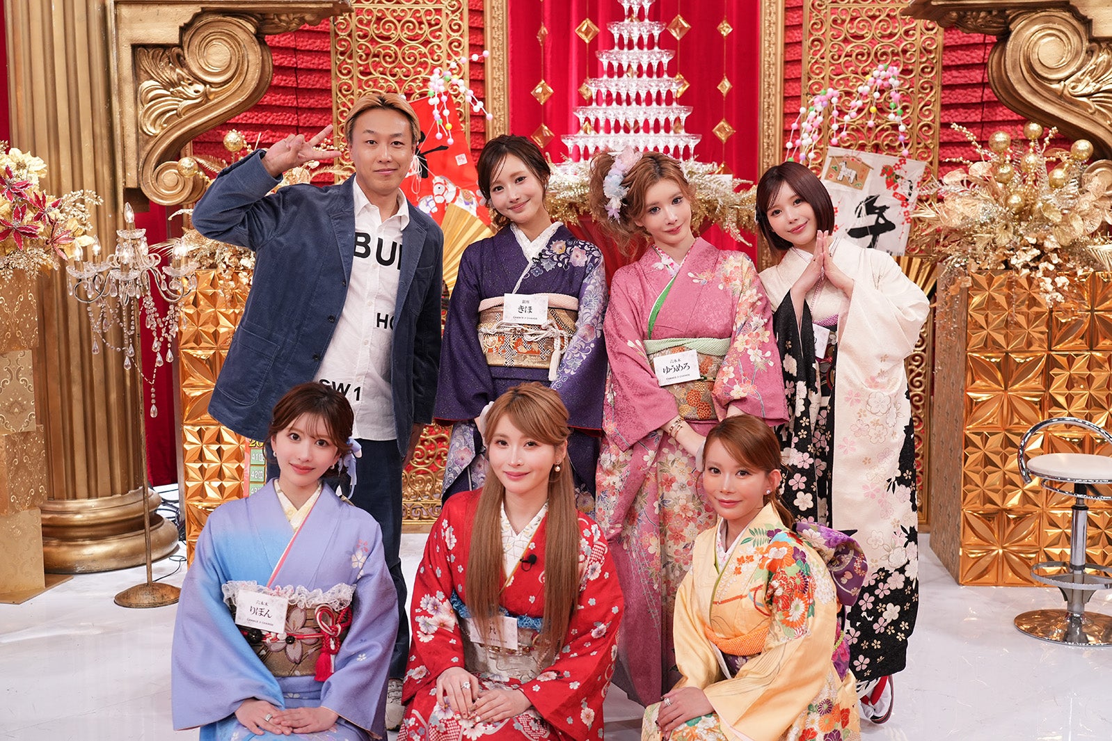 （上段左から時計回りに）お見送り芸人しんいち、きほ、ゆうめろ、あいり、いちか、けい、りぼん（提供写真）