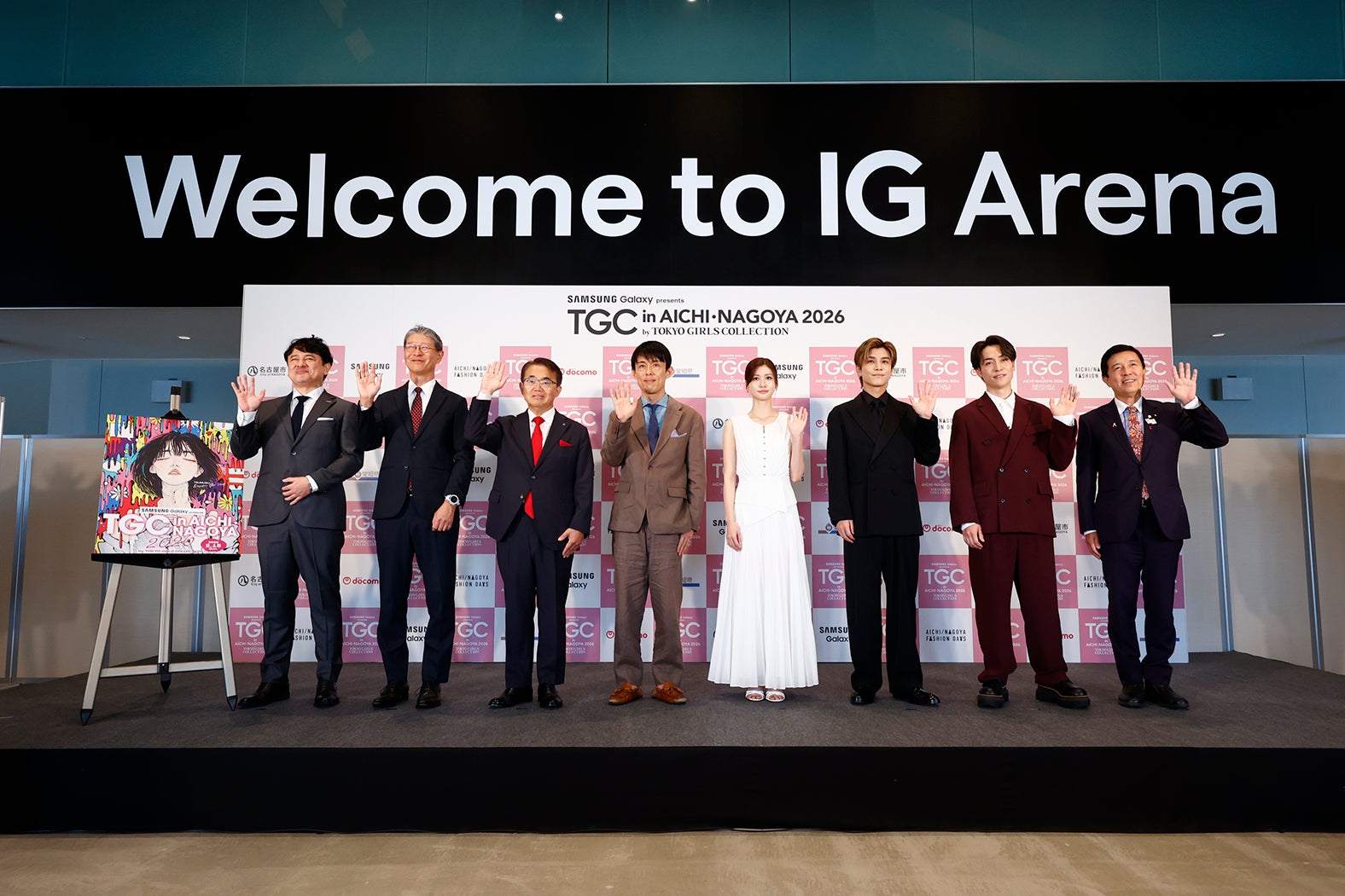 鈴⽊基久、⼩林謙⼀、⼤村秀章、村上範義、⽣⾒愛瑠、岩⽥剛典、EXILE TETSUYA、広沢⼀郎（C）Samsung Galaxy presents TGC in あいち・なごや 2026 記者発表会