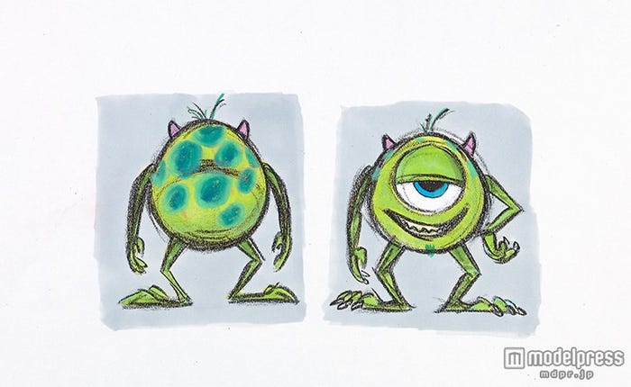 リッキー・ニエルヴァ 《マイク:色彩の習作》『モンスターズ・インク』(2001年)マーカー、鉛筆/フォトコピー(C)Disney/Pixar