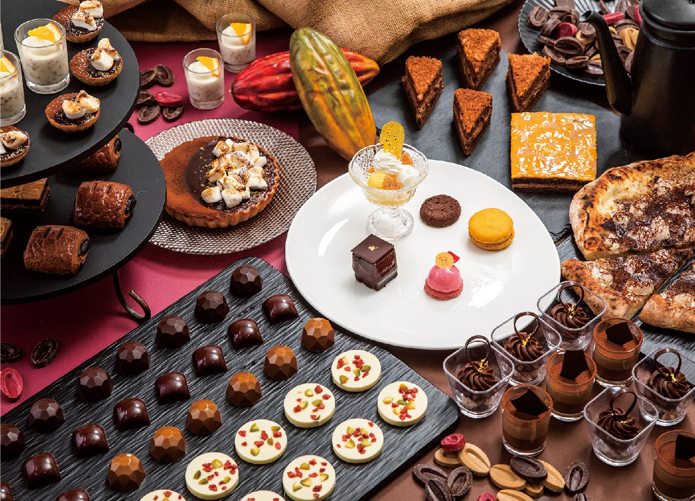 秋の食材×チョコのスイーツビュッフェ「チョコレートパーティ」宮崎で、ピエール・エルメの特別スイーツも