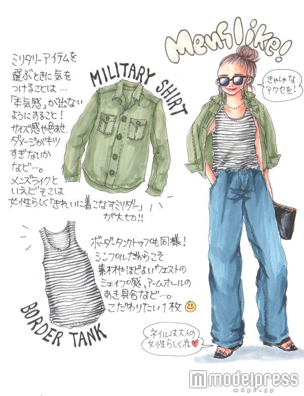 きれいに着こなすミリタリーでセクシーに