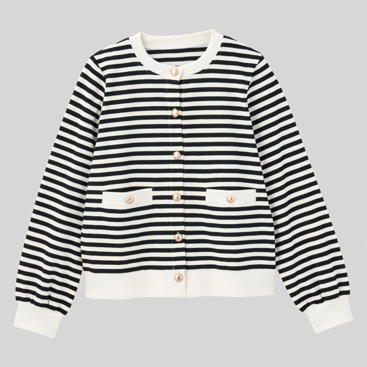 しまむらのボーダーカットソーカーディガン（MUMU）