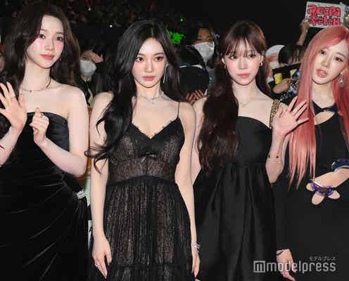aespa、大胆肌見せブラックドレスで圧巻オーラ 日本初レッドカーペット降臨【MTV VMAJ】