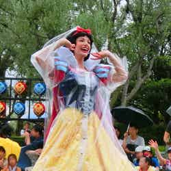 白雪姫、雨の日に行ったパレードではカッパを着て登場／TDL