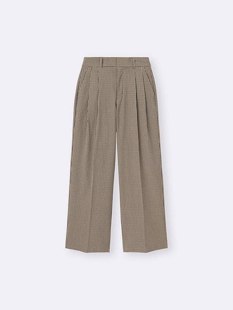 GU タックワイドチェックパンツ GUのタックワイドチェックパンツ