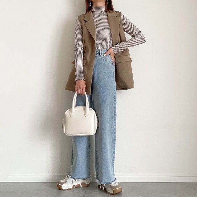 GU　タートルネック　デニムコーデ