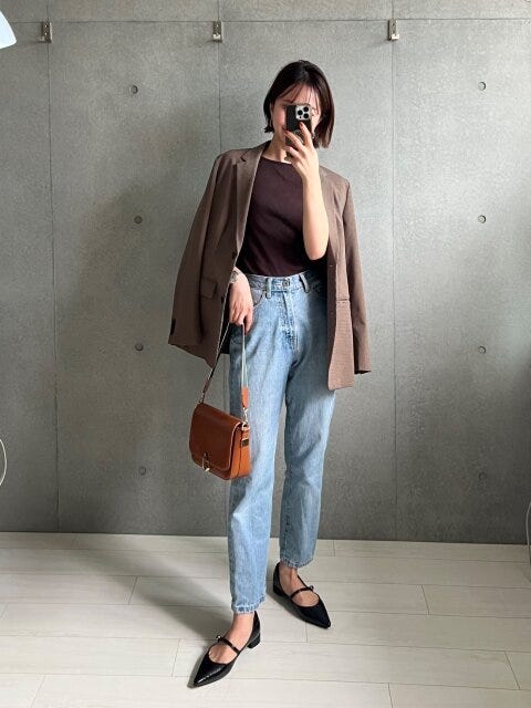 ユニクロ　ジャケット　コーデ　デニム