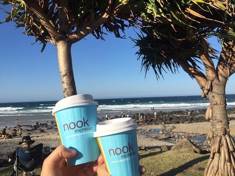 美味しいコーヒーをテイクアウトで飲める「Nook Espresso」（参加者撮影）