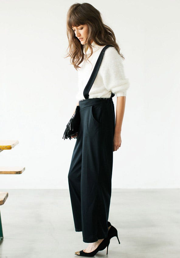 【SET】シャギー×アクリルRIBオフタートルニットトップス+サス付ポンチワイドパンツ「STYLEST」6,350円(税別)/画像提供:STYLEST