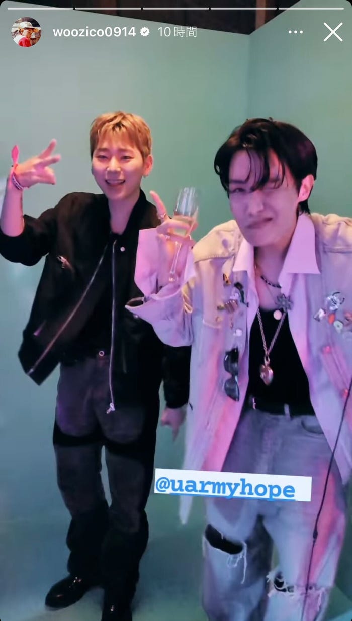 ZICO、J-HOPE/ZICO Instagramストーリーより