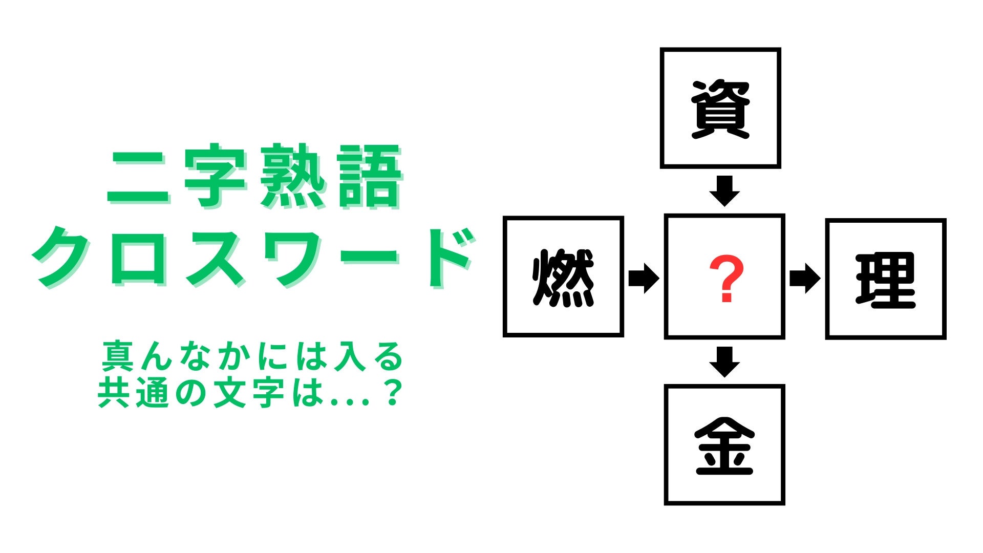 【二字熟語クロスワード】真んなかに入る漢字は？頭を柔らか〜くして考えて！