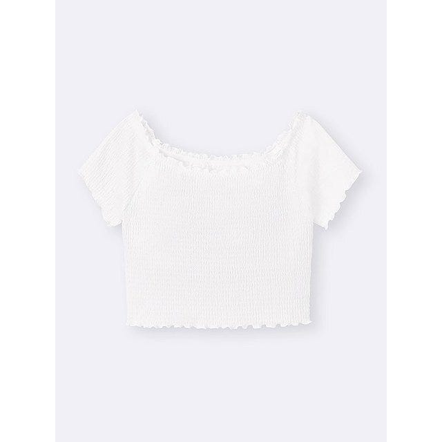 GU ブラフィールクロップドシャーリングオフショルダーT GUのブラフィールクロップドシャーリングオフショルダーT