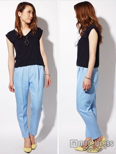 センタープレスパンツ（サックスブルー）「REAL STYLE」2,580円（税込）