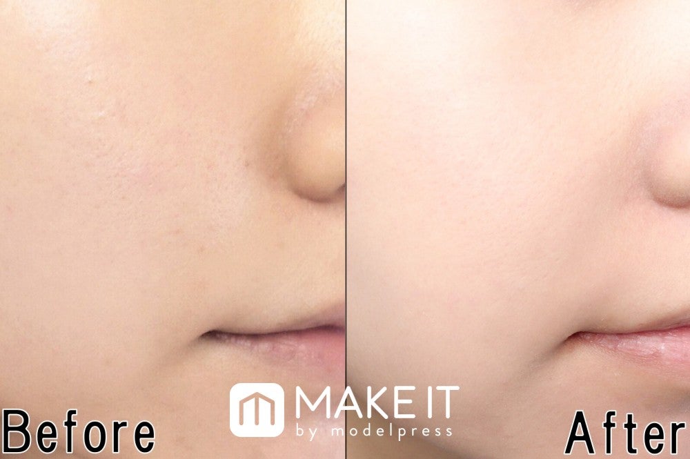 Before：素肌　After：マキアージュ／ドラマティックパウダリー UV／オークル10 使用 (C)メイクイット