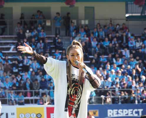 倖田來未「泣きそうなった」サガン鳥栖試合前にパフォーマンス