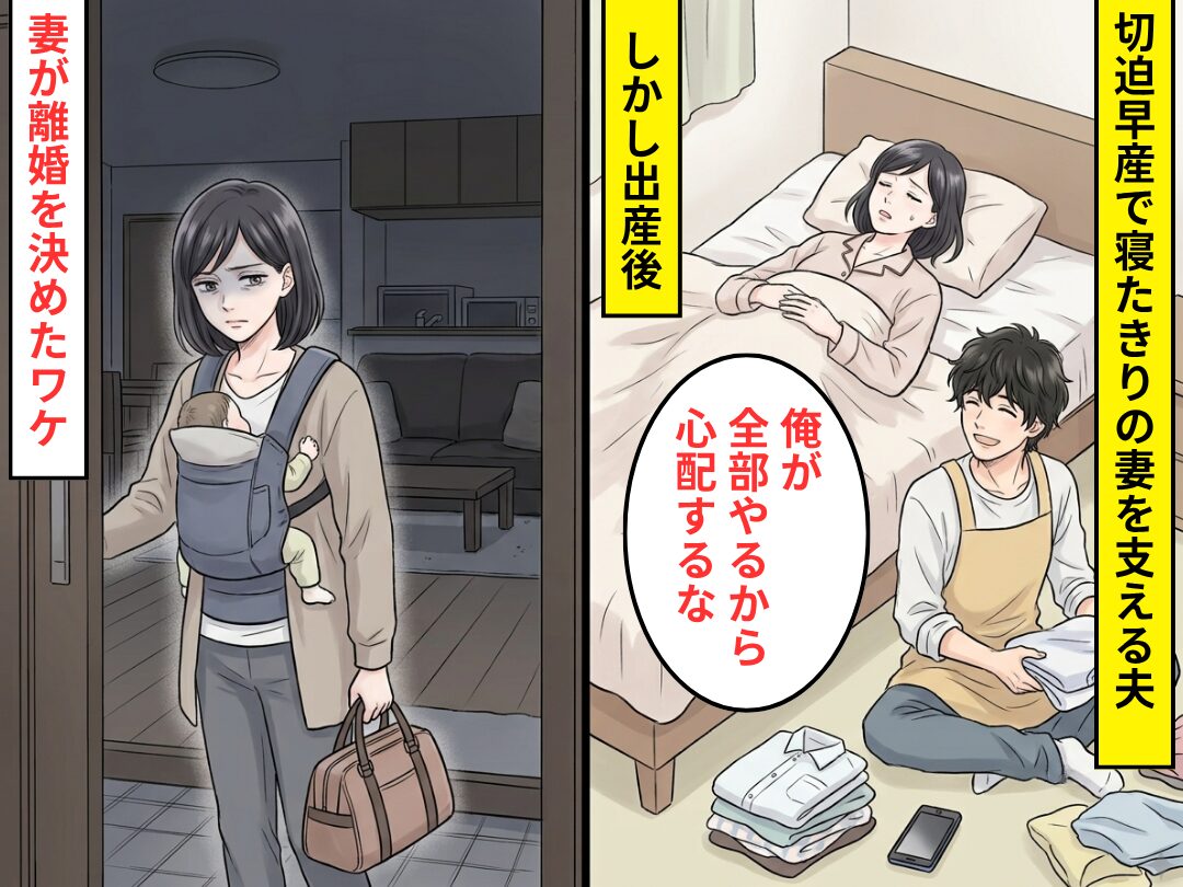 切迫早産で寝たきりの妻を「俺が全部やるから」支える夫。しかし⇒出産後、妻が【離婚】を決めたワケ