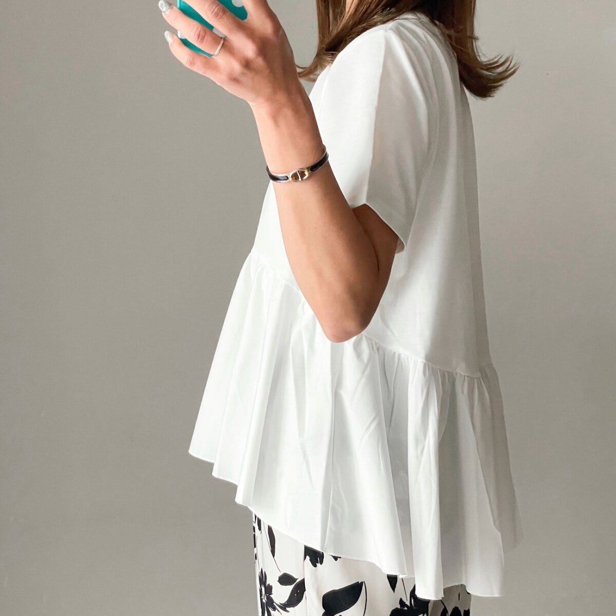 GU　布帛コンビネーションT　丈感　アシンメトリー