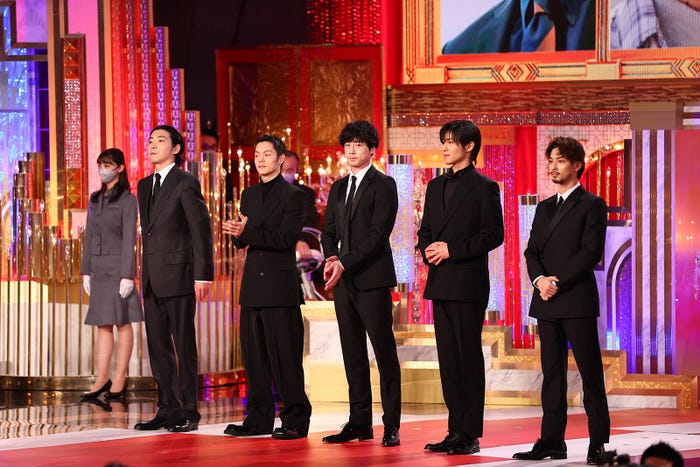 優秀助演男優賞受賞者(左から)柄本佑、窪田正孝、坂口健太郎、目黒蓮、横浜流星/写真提供:東京写真記者協会