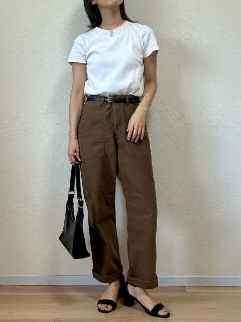 ベイカーパンツ　白T　OKコーデ