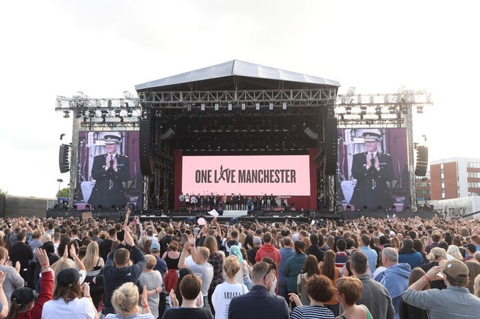 アリアナ・グランデが慈善ライブを開催した会場のオールド・トラッフォード・スタジアム (「The One Love Manchester」/Photo:Getty)