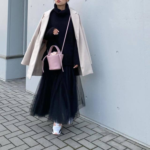 黒ロングチュールスカート チュールスカート