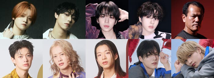 (上段)KAIRYU、SEITO、ハンジュン、ヒウォン、山田勝己(下段)FUMINORI、MORRIE、SHOOT、谷口太一、田中笑太郎(提供写真)