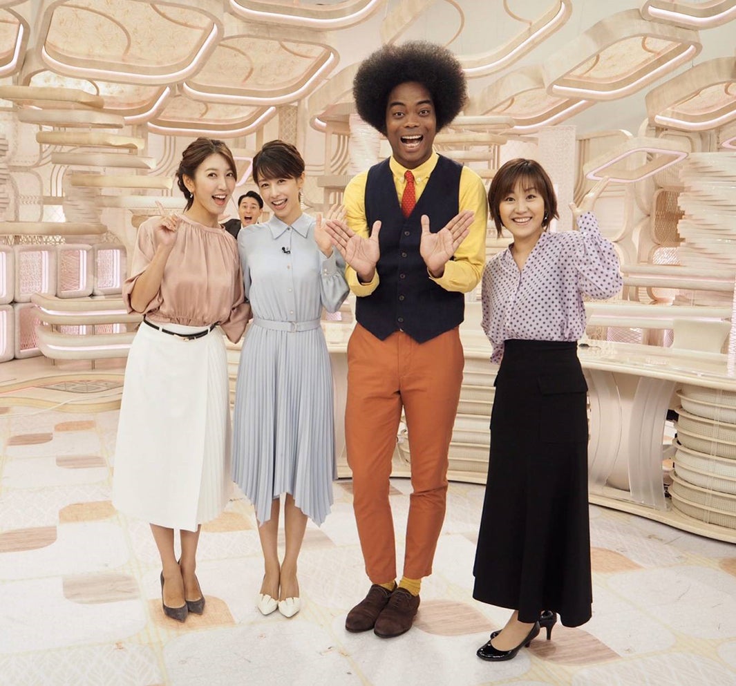 左から：小澤陽子アナ、木村拓也アナ、加藤綾子アナ、副島淳、石本沙織アナ（提供写真）