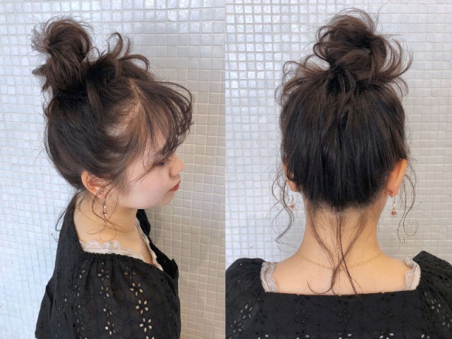 毛量多めさんでもしっかりまとまる ゴム2本で簡単 涼しげお団子ヘアアレンジ モデルプレス