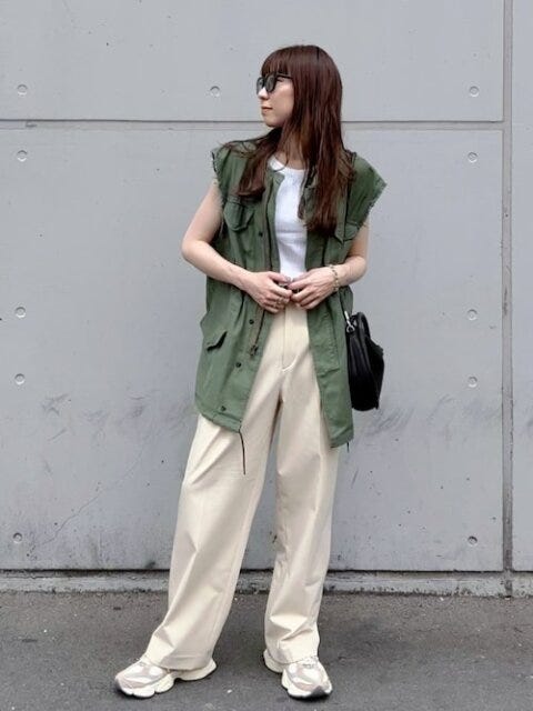 ミリタリーベスト　コーデ　夏　秋