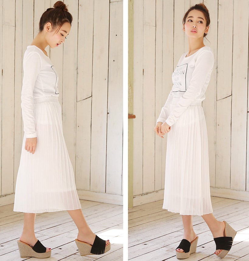 ふんわりシフォン素材・プリーツガウチョパンツ「LuzLlena」3,470円（税込）／画像提供：LuzLlena