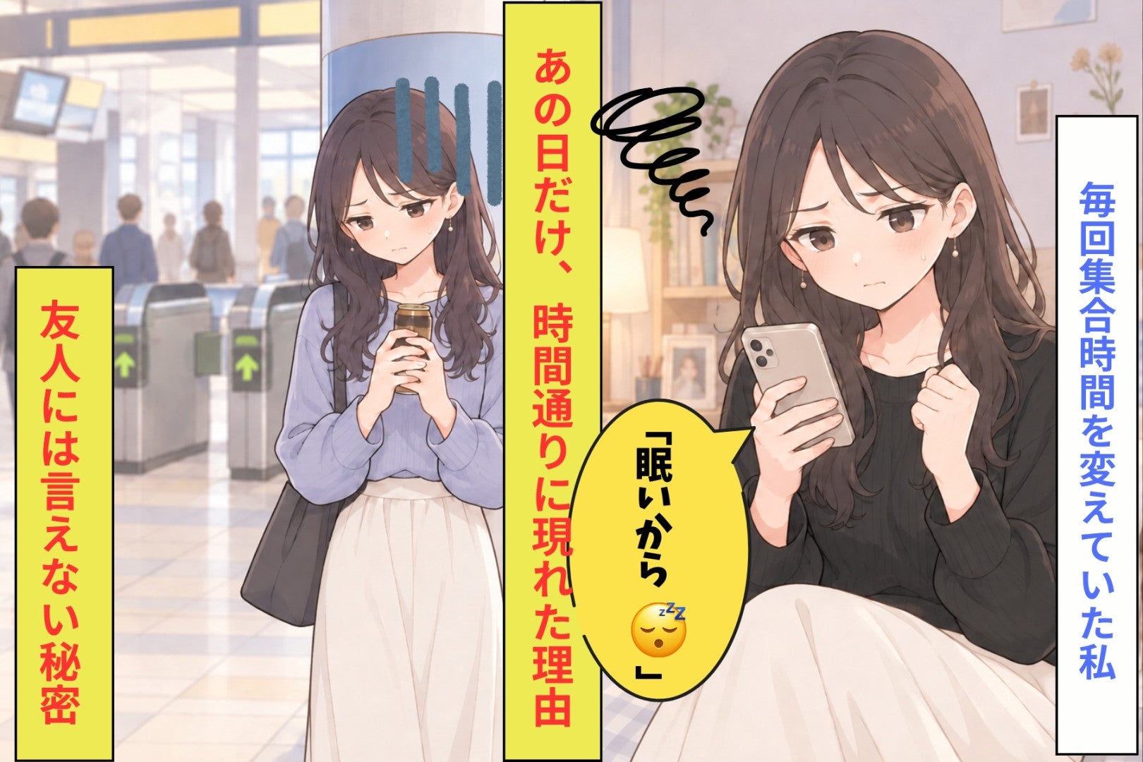 友人に言えない秘密のために集合時間をずらし続けた私が、あの日だけ時間通りに現れた理由