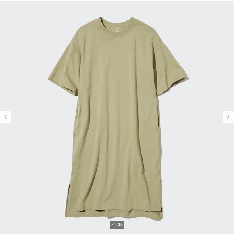 ユニクロ　uniqlo　レディース　アイテム　おすすめ　オススメ　トレンド　人気　コスパ　使える　おしゃれ　お洒落　オシャレ　2022　夏　ワンピース　人気　人気ワンピース　クルーネックTワンピース　Tワンピース　グリーン