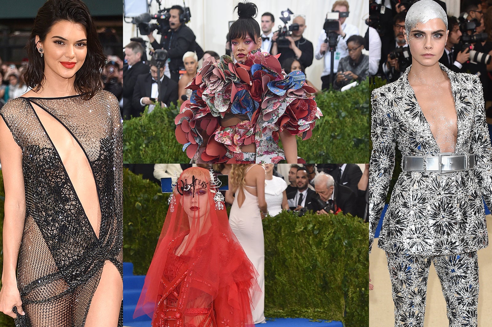 左から：「MET GALA 2017」に登場したケンダル・ジェンナー、リアーナ、ケイティ・ペリー、カーラ・デルヴィーニュ／Photo by Getty Images