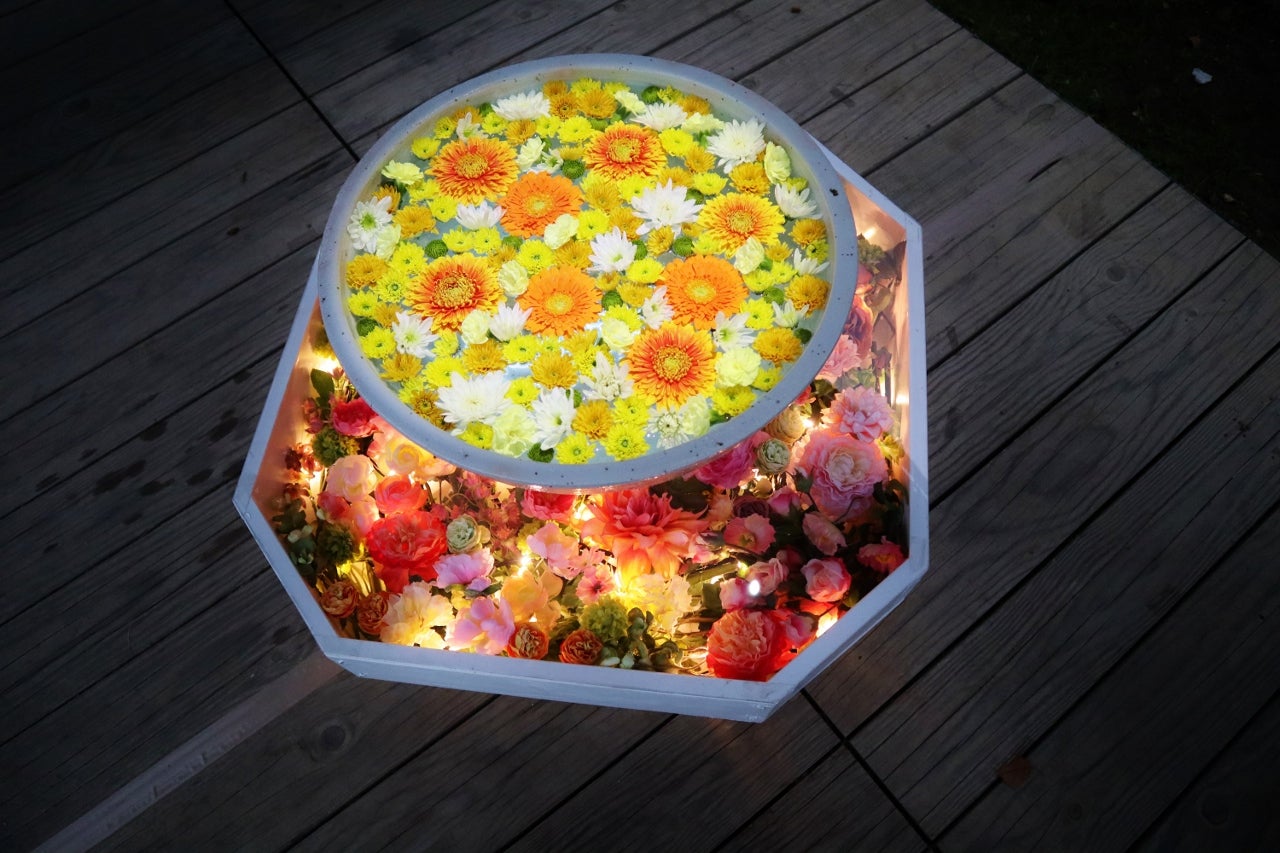 光の花手水／画像提供：足利フラワーリゾート