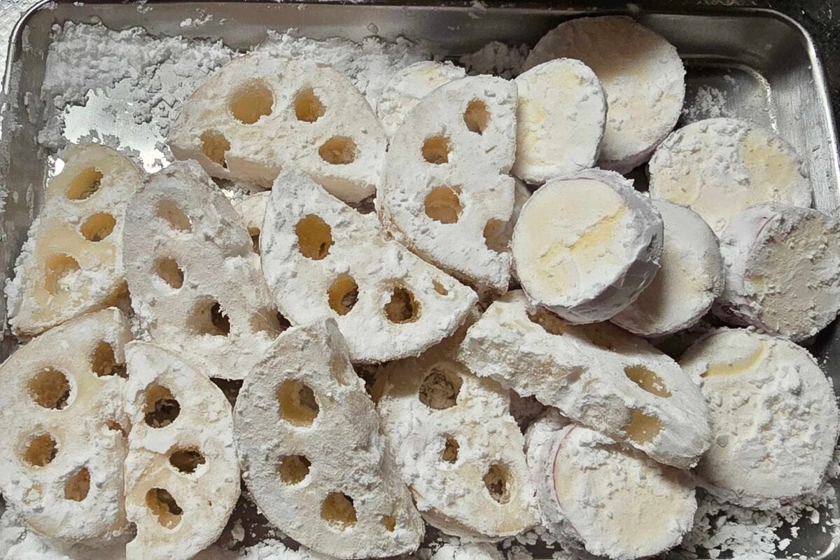 鶏むねと根菜の甘酢炒め・野菜片栗粉