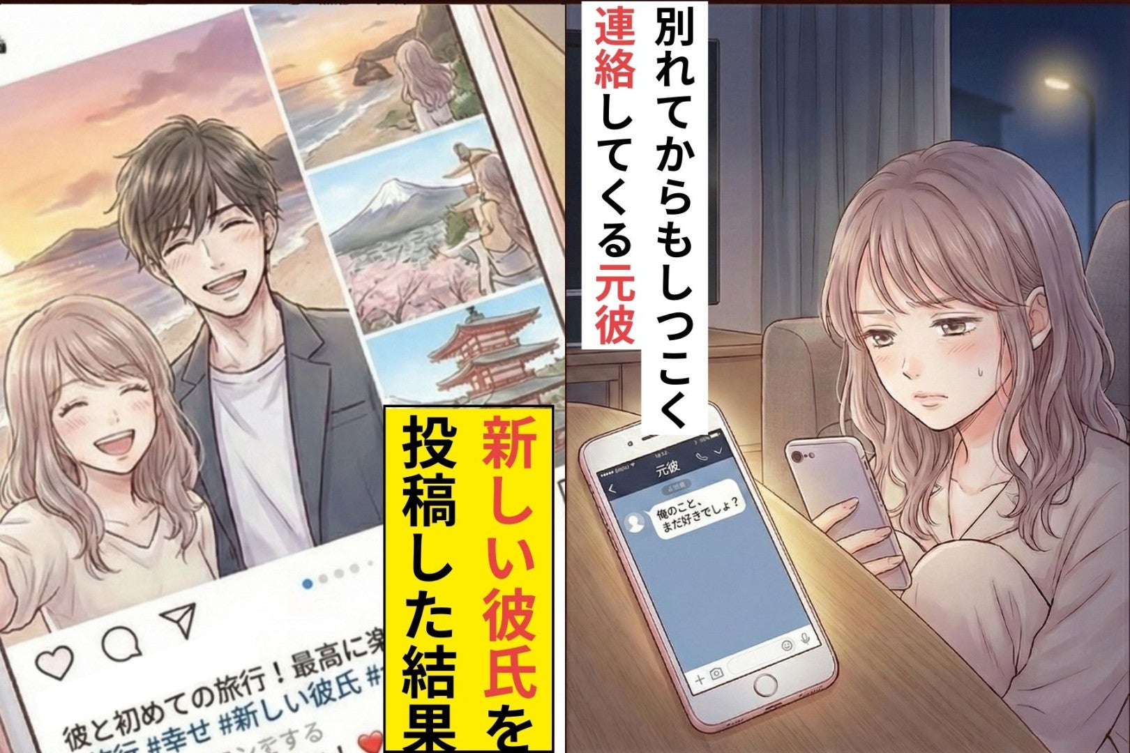 「俺のこと、まだ好きなんでしょ？」別れてからもしつこく連絡してくる元彼→新しい彼氏をSNSに投稿した結果