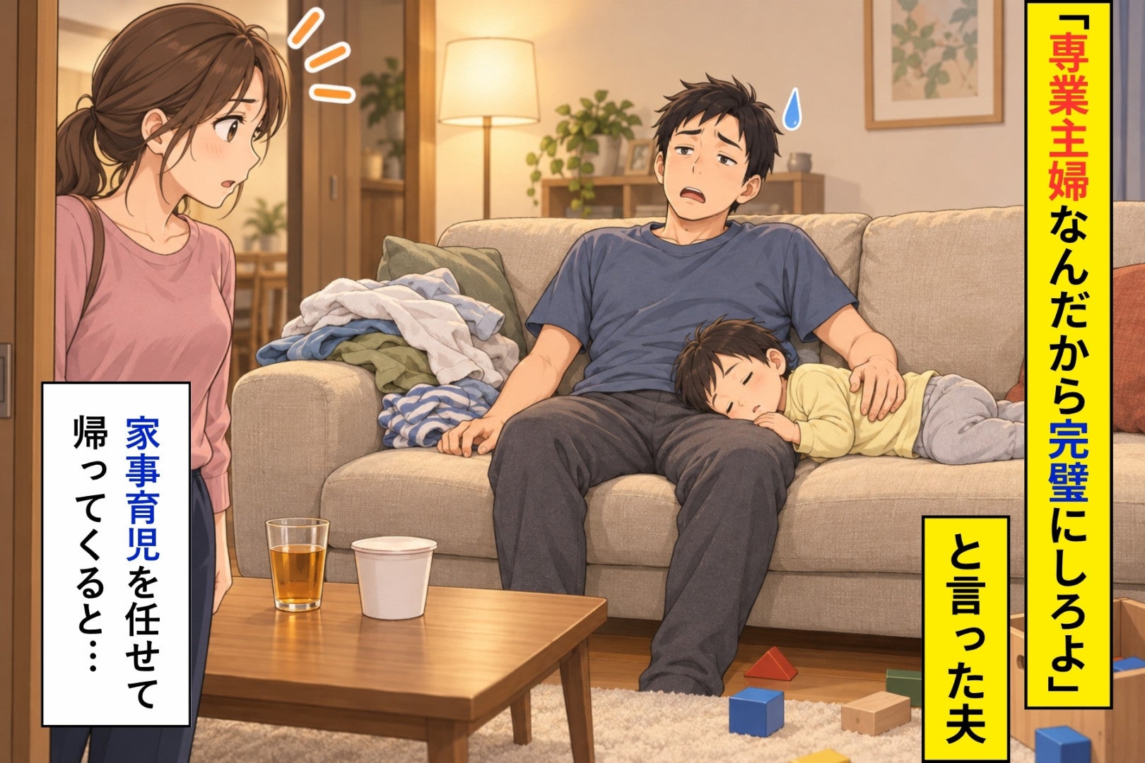 「専業主婦なんだから完璧にしろよ」と怒鳴る夫。家事と育児を任せて実家から戻ると、玄関の先に広がる光景
