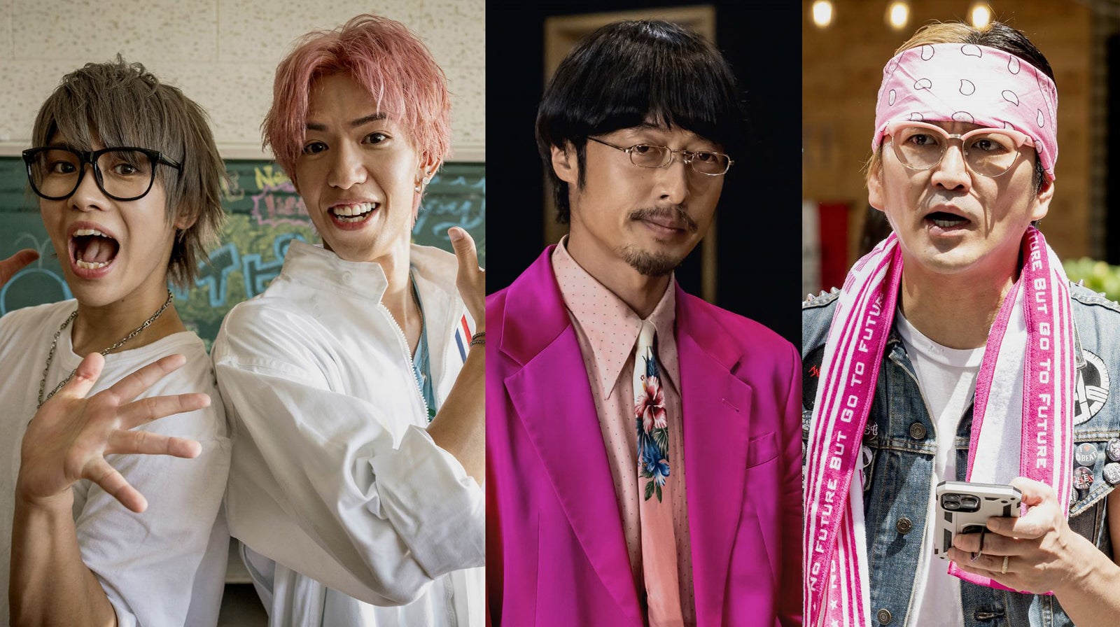 （左から）スカイピース（☆イニ☆、テオくん）、和田聰宏、徳井健太（C）フジテレビ