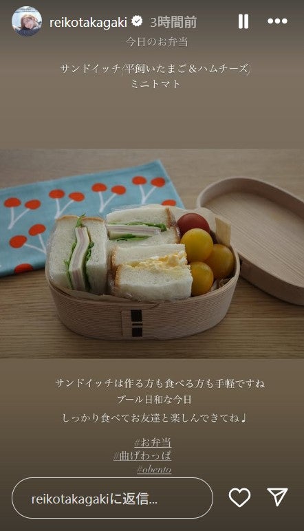 高垣麗子公式Instagramのストーリーズより