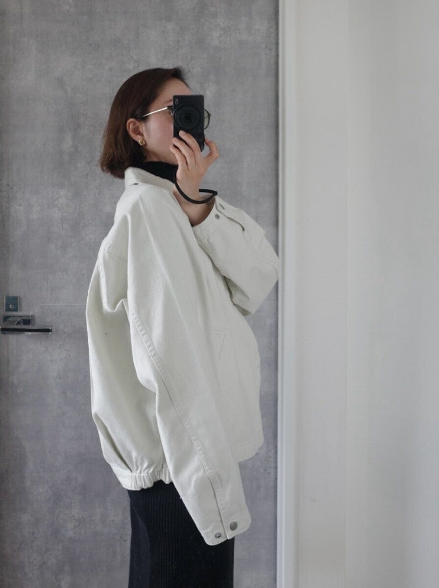 GUコットンジップアップジャケット　Lサイズ　サイドシルエット