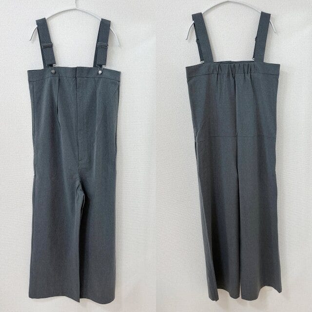 GU　タックサロペットパンツQ　GRAY　表　裏