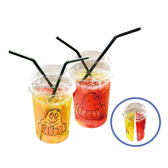 仲良しコンビドリンク  B バーバズー×バーバ―ブラボー（ベリーソーダ＆レモンソーダ）550円 （C）2019 Alice Taylor＆Thomas Taylor ALL RIGHTS RESERVED