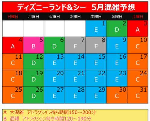 ディズニーランド&シー、「5月の混雑予想」
