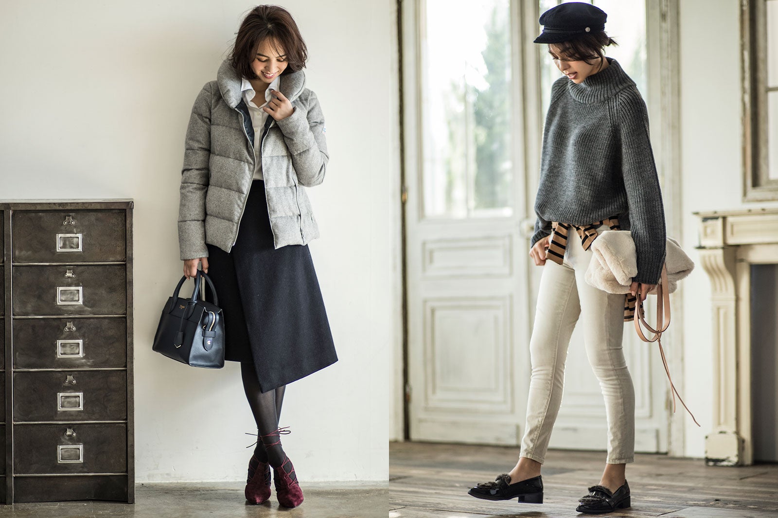 冬は万能“グレー”を着回そう