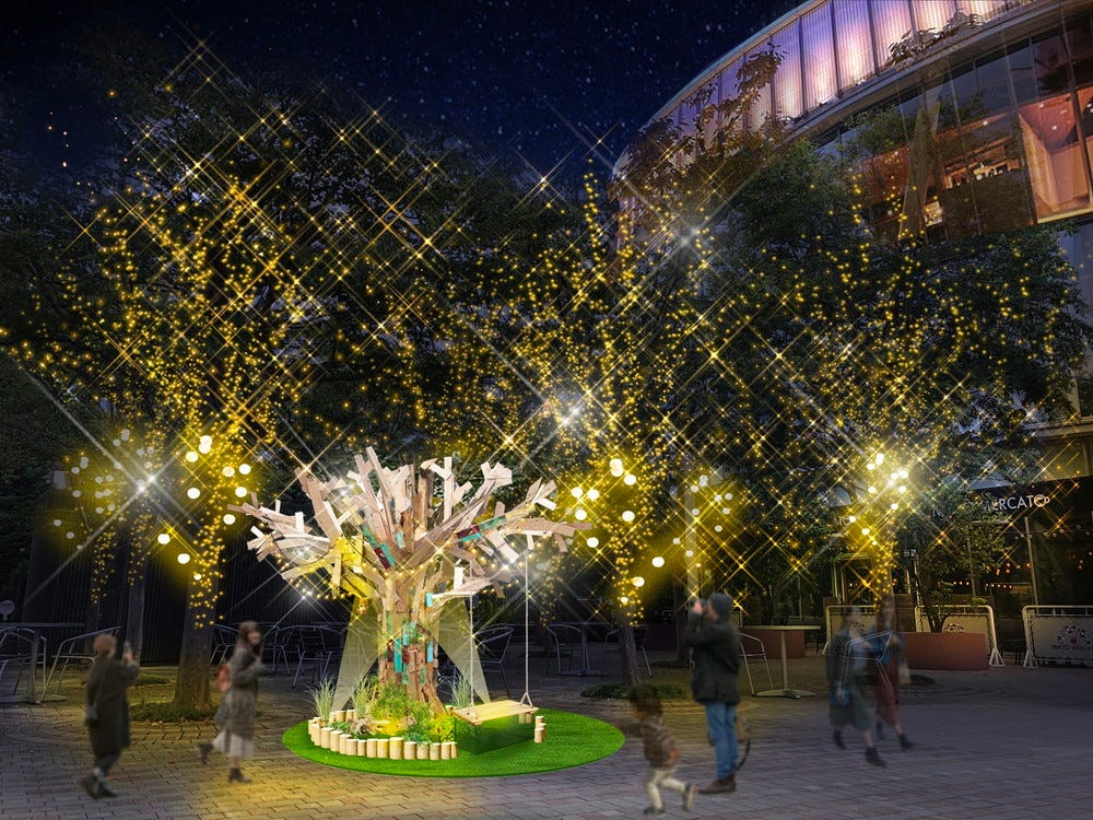 東京ドームシティの冬季イルミネーション、LED23万個輝く巨大ツリー&撮影が楽しくなる仕掛けも