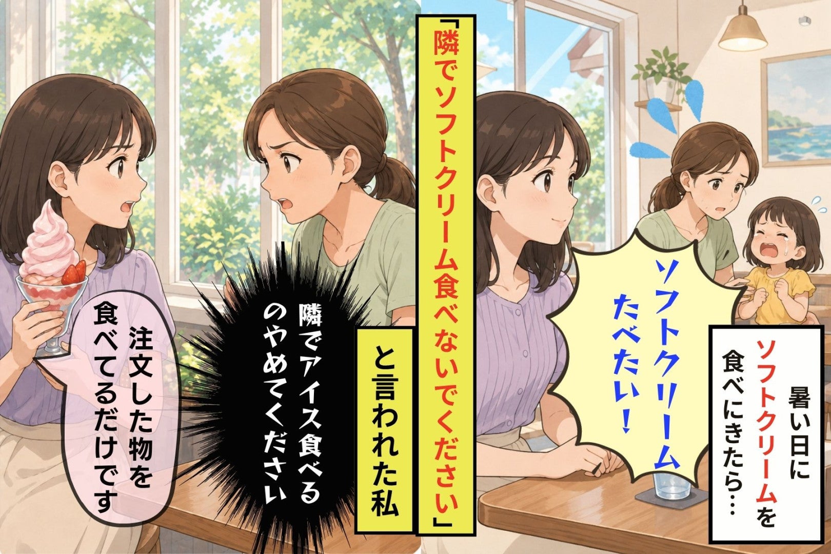 「隣でソフトクリームを食べないで」譲らなかった私が、会計後に聞いた事情