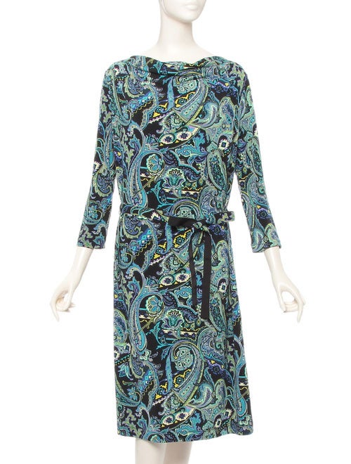 ベルト付マットジャージペイズリープリント7分袖ワンピース「TALBOTS」12,960円（税込）／画像提供：TALBOTS