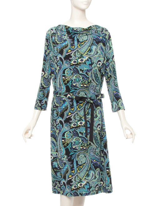 ベルト付マットジャージペイズリープリント7分袖ワンピース「TALBOTS」12,960円(税込)/画像提供:TALBOTS